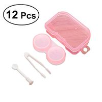 Contact Lens Case 12 Sets/Pack Cute Contact Lens Case Holder Storage Box Set with Tweezers Stick for Home and Travel (Random Color)