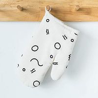Yjdr Home Stylish Oven Mitts Gloves Microwave BBQ Oven Cotton Baking Pot Mitts, Kitchen Glove Heat Resistant Cook Gloves Mitts for Cooking, Baking, Barbecue Potholder (Color : White 1)