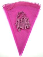 Organza Wine Bottle Wrap with Tassel, 18-inch, 6-pack (Fuchsia)