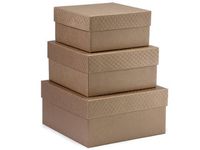 Nested Gift Boxes 3 Piece Set - Square - Large - Matte Toffee