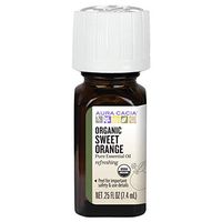 Aura Cacia 100% Pure Sweet Orange Essential Oil | Certified Organic, GC/MS Tested for Purity | 7.4 ml (0.25 fl. oz.) | Citrus sinensis