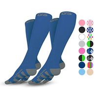 Go2 Compression Socks (2 Pair) for Women and Men Athletic Running Socks for Nurses Medical Graduated Nursing Compression Socks for Travel Running Sports Socks(2DarkBlueL)