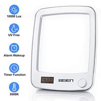 Light Therapy Lamp,BEIEN Dimmable Therapy Energy Light UV-Free 10000 Lux with Timer Setting,Sunrise Alarm Clock with 6 Alarm Sounds,Snooze Function,Standing Bracket for Home and Office Use