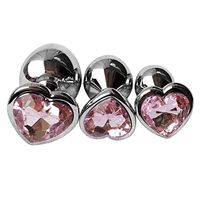 WENWING 3PCS Amal Beads Crystal Jewelry Heart Shaped Rhinestone Amal Plug for Couples Shower Enema Six Toys
