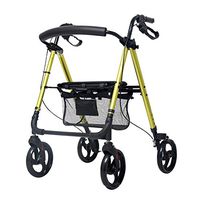 SSLW Four Wheel Walker Adjustable Height Rollator Aluminium Folding Lightweight Walker Trolley Shopping Basket
