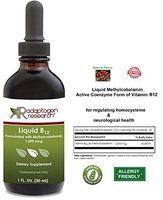 Liquid B12 Drops | Coenzyme form Vitamin B12 |1,000 mcg Active Methylcobalamin Supplement | Rapid & Efficient Absorption | Homocysteine & Neurological Health | 1 Fl.Oz. | Adaptogen Research