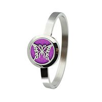 Aromatherapy Essential Oil Diffuser Stainless Steel Magnetic Butterfly Pendant 25mm Solid Perfume Bangle Bracelet for Oils