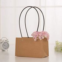 Fine 5pcs Decorative Flower Handbag Kraft Paper Bags with Handles for Shopping, Retail and Merchandise,Strong and Reusable (G 13)