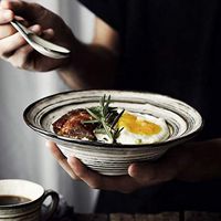 AXZHYX Bowl Household Ceramic Tableware Salad Bowl Fruit Bowl Noodle Bowl Dinner Bowl Rice Bowl Instant Noodle Bowl Hotel Tableware Home Noodles Boiled Fish Soup Bowl