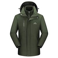 Alvinm Men's Jacket Waterproof with Reversible Warm Fleece Jacket Detachable Hooded Outdoor Outwear Coat Army Green