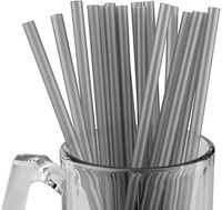 Made in USA Pack of 250 Jumbo Silver (10" X 0.28") Unwrapped Plastic Smoothie Drinking Straws (FDA-approved, Non-toxic, BPA-free)
