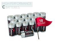 IMPECCA C Batteries (18 Pack) High Performance C Alkaline Battery 1.5 Volt LR14, 18 Count