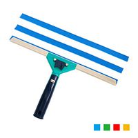 Shower Squeegee 14‘’ Stainless Steel Shower Squeegee Window Cleaner Tools for Shower Doors, Bathroom, Window and Car Glass with 2 Free Replacement Microfiber Rubber Strips (D-Squeegee-Green)