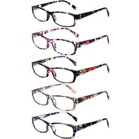 Reading Glasses 5 Pairs Stylish Color Readers Fashion Glasses for Reading Men & Women (5 Pack Mix Color, 2.00)