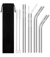KeeTrnLiv 0.24inch Stainless Steel Straws 4 Sizes(10.5inches,10.04inches,8.5inches,8.07inches) Set of 8 Reusable Drinking Straws,2 Brushes,2 silicone connection pieces for Tumblers, Glasses and more