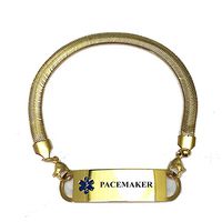 Pre-Engraved Gold Plated Chevron Pattern"Pacemaker" Medical ID Bracelets for Women