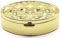 Gold Textured Pattern Oval Pocket Purse Portable Travel Pill Box & Medicine Organizer (2 Compartments)