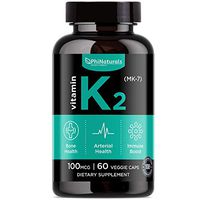 Vitamin K2 (MK7) 100mcg Vegan – [60 Count] Natto Supplement Complex – Bioactive Natural Calcium Support Bone Health Heart Cardiovascular Mood Teeth – Made in USA (Easy to Swallow Small Capsules)