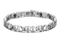LOVE Beauties Athena Jewelry Titanium Series Women's 6MM Titanium Heart with Heart Magnetic Bracelet in a Nice Gift Box, Anti-Fatigue, Pain Relief