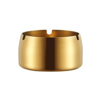 Ikevan_ Outside Ashtray Stainless Steel Smokeless Windproof Cigar Ash Tray Cup Holder for Cigarettes Indoor Outdoor Home Office (Gold)