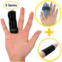 BodyMoves Finger Splint Plus Sleeve Plus Finger Hot and Cold Pack (3 pc Set, Midnight Black)