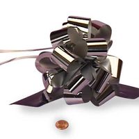 Metallic Silver Pull String Bow 5" | Quantity: 50 Width 1 1/4"