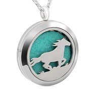 chaomingzhen Essential Oil Necklace Aromatherapy Diffuser Pendant Pad Horse Run Round Kids Boy Picture Locket Women