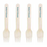 Dress My Cupcake Natural Wood Candy 100-Pack Buffet Forks DIY Kit, Bride and Groom, Peacock Blue