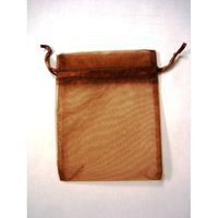 48 Organza Drawstring Pouches Gift Bags 4x5 - Brown