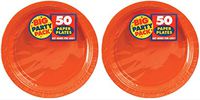 Big Party Pack Orange Peel Paper Plates 9", Pack of 100