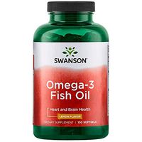 Swanson Omega 3 Fish Oil Supplement Heart Brain and Joint Support GMO-Free EFAs 180 mg EPA Plus 120 mg DHA 150 Softgel Capsules Lemon Flavor