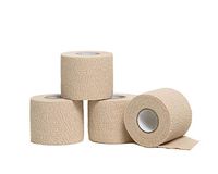 HealiT SuperusGrip™ Cohesive Bandage 2inch-Wide Self-Adhering Performance Athletic Wrap First Aid Tape, Sports Wrap Athletic Tape, Ideal for Stretch Wrist, Ankle Sprains, Swelling - Beige - 4 Pack