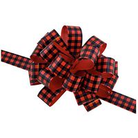 Large Buffalo Plaid Pull Bows - 8" Wide, Set of 6, Red Black Check, Valentine's Day, Christmas Gift Ribbons, Decorations for Presents, Gift Wrapping, Baskets, Wreaths, Swag