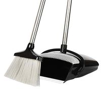 QJQBMAI Extendable Broom and Dustpan Set, Durable & Light Weight Broom and Dust pan Combo with Long Handle, Ideal for Kitchen, Home and Lobby Floor Use