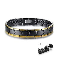 MGlooks Ceramic Magnetic Bracelet for Men, Hematite Magnetic Energy Bracelets Gold Plating Ceramic Bracelets for Arthritis Pain Relief
