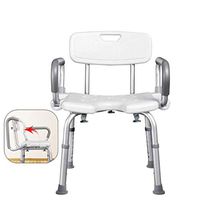 ZHAO XIN Shower Chair with Arms,with Adjustable Backrest,Medical Bath Tool, for Safety and Stability with Support Up to 136kg White