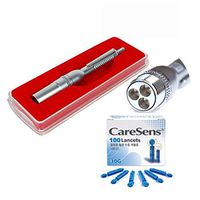 Painless Three Head Blood Lancet Device of Steril Acupuncture 3-Pin Lancets Device Pen Stainless Steel Triple-Lancing Pen Silver Color with One Bag Lancet(100pcs) Made in Korea