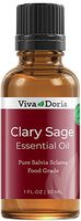 Viva Doria 100% Pure Clary Sage Essential Oil, Undiluted, Food Grade, Clary Sage oil, 30 mL (1fl oz)