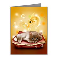 Note Cards (20 Pack) Kitten with Goldfish Dreams
