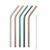 Set of 25 Extra Wide Stainless Steel Straws,9.5 Inch X 8mm Bent Reusable Smoothie Drinking Straws With 5 Brushes and Carry Bag,Multi-Color Metal Drink Straw for Party,Tumblers,Shakes,Cold Bevarage