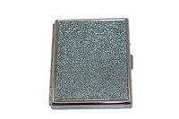 Aqua Glitter Compact (9 100s) Metal-Plated Cigarette Case & Stash Box