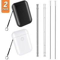 Easyworld Reusable Straws, Collapsible Silicone Drinking Straws Portable Straw 2 Pack (Grey/White).