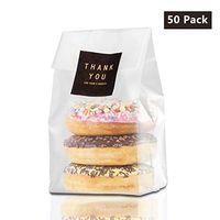 Lauren 50 Pcs Cookie Treat Bags Translucent Plastic Bags for Cake,Chocolate,Cookie,Candy,Snack Wrapping Good for Bakery Party with Stickers