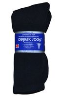 Lot of 3 Pairs Mens Black Diabetic Socks Loose Fit Big Size 13-15 Blue Label