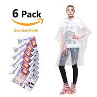 Annifree Rain Ponchos for Adults Disposable - Waterproof Lightweight (6 Pack) Rain Ponchos with Drawstring Hood 50% Thicker Material Emergency Rain Poncho Clear Color