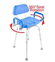 Hip Chair, Revolver(tm) Premium, Padded, Height Adjustable, SEAT-Angle Adjustable Hip Chair with Swivel Seat and Swing Away Arm Rests. Doctor and Rehab Specialist Recommended.