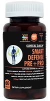 CLINICAL DAILY Smart Defense Pre + Pro. Vegan Probiotics and Prebiotics for Digestive Enzymes Support for Women & Men. Deep Immune Bacillus Subtilis Leaky Gut Supplements. 60 Delayed Release Capsules
