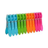 ❤Ywoow❤ 🍀 24Pcs Laundry Clothes Pins Hanging Pegs Clips Plastic Hangers Racks Clothespins