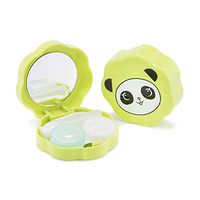 Adorable Green Panda Bear Contact Lens Travel Case with Accessories and Mirror