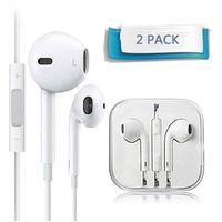 2 Pack Premium Earphones/Earbuds/Headphones/Headsets to 3.5mm with Stereo Mic&Remote Noise Isolating Control Headphone Compatible with Phone for Most Smartphones - White